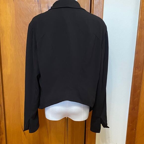 NWOT Bisou Bisou Black Open-Front Draped Blazer Lined - Goes with Everything - Picture 3 of 7